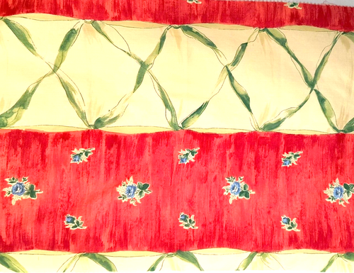 New 15" x 20" Cotton Material Blue Roses Green Ribbons Leaves Crafts Quilt Sew - Picture 5 of 15