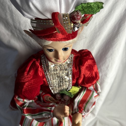 Christmas Peppermint Fairy Elf Shelf Sitter Doll Posable Tabletop Decor 23" - Picture 4 of 11
