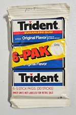 Vintage Trident Sugarless Gum 6 Pak Original Flavor New / Sealed