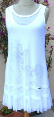 Kleid * Mode gehört Ihnen * LMV Gr. 36 weiß 2 in 1 Unterkleid Baumwolle