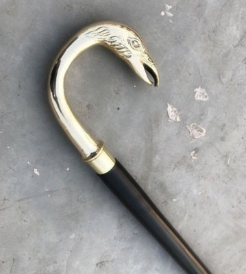 Modern Brass Head Antique Spank Vintage Wooden Walking Stick Cane Boyfriend Gift