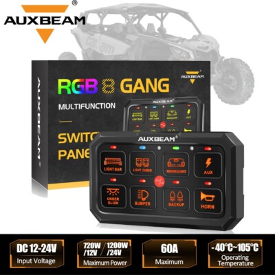 AUXBEAM RGB 8 Gang Light Switch Panel Circuit Control For Can-Am Maverick X3
