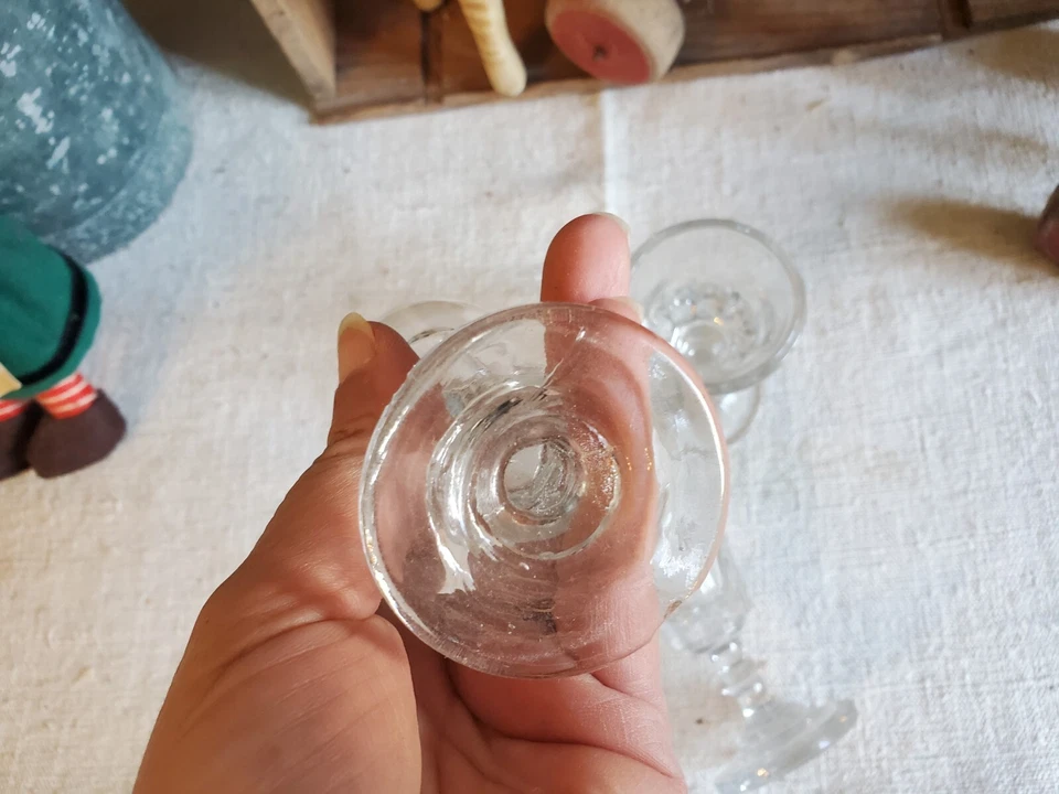 3 anciens petits verres à liqueur digestif à pied ancien bistrot h 9.7 cm - Photo 4/4