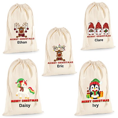 Personalisierte Weihnachtssäcke beliebiger Name süßer Druck Weihnachten Strumpf Geschenk Geschenktüte