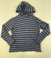 Old Navy Boy Navy Striped 75 Cotton Long Sleeve Terry Hoodie Sweatshirt L 10-12