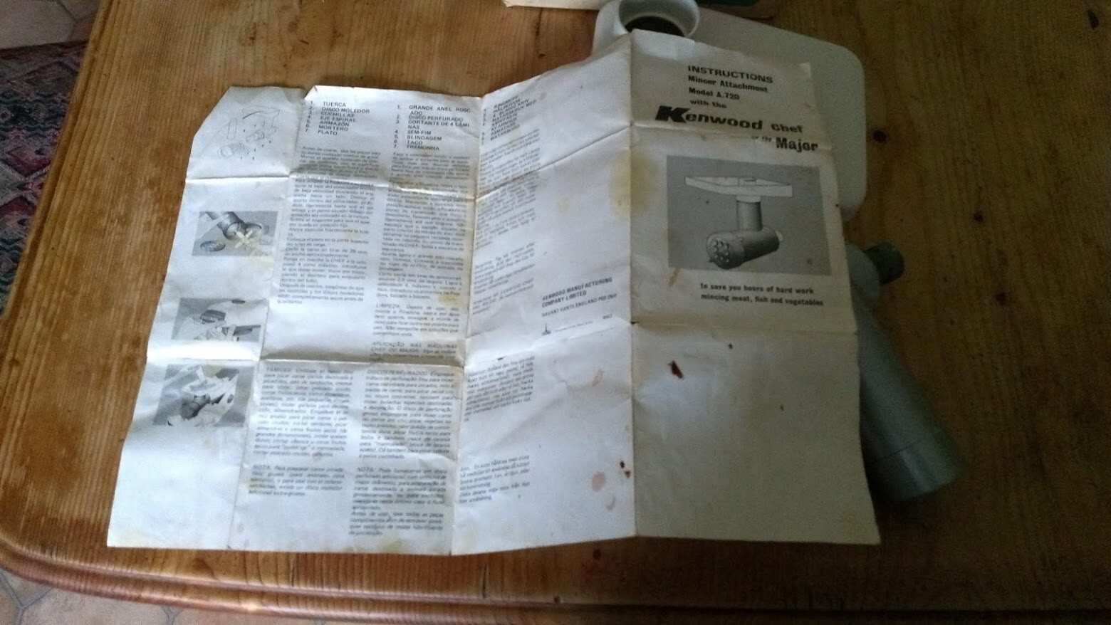 Vintage Kenwood Mincer Model A720 Attachment for use with Chef and