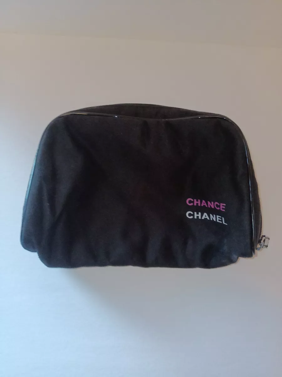 CHANEL CHANCE COSMETIC BAG MAKE UP TRAVEL CASE CLUTCH BLACK SOFT