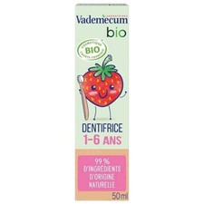 Vademecum Dentifrice Enfant Junior 1-6 ans, Arôme Naturel de Fraise, Bio.