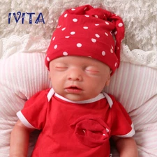 IVITA 18'' Asleep Silicone Newborn Baby Girl Floppy Silicone Reborn Doll