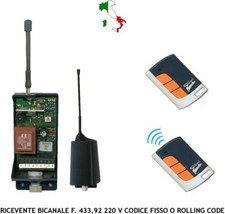 RICEVITORE BICANALE 220 V RADIOCOMANDO R CODE APPRENDIMENTO RADIO FR. 433,92 MHz