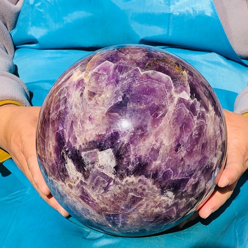 17.88LB Natural Beautiful Dream Amethyst Quartz Crystal Sphere Ball Healing 3296 - Picture 14 of 20