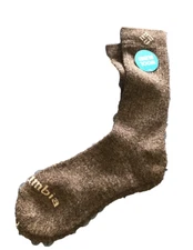 Columbia Men's 10-13 Brown Heathered Wool Blend Crew Socks Outdoor Heavyweight