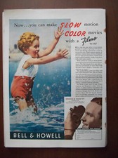 1938 VTG Orig Magazine Ad BELL  HOWELL Filmo Movie Camera Color Movies Slow-Mo