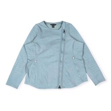 Athleta Moto Jacket Plus Sz 1X Sweatshirt Minimalist Gray Blue Full Zip City