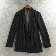 KUT From The Kloth Pinstripe Open Front Blazer Jacket Womens S Black Long Sleeve