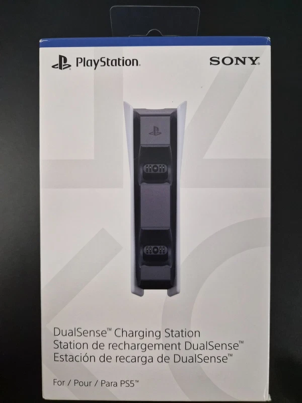 white Sony PS5 DualSense charging station dock