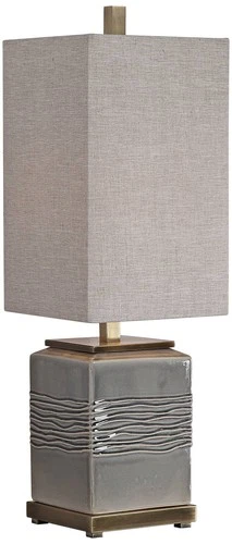 Country Cottage Table Lamp 31 3/4" Tall Warm Gray Glaze Beige Shade Living Room - Picture 2 of 5