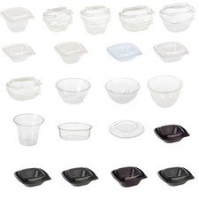 BIO Einweg Salatschalen mit Deckel Bio-Kunststoff PLA schwarz transparent Imbiss