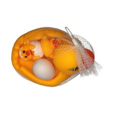 Yellow Rubber Duck Bath Toy Set w/ 2 Ducklings, 2 Eggs Mesh Net Bag