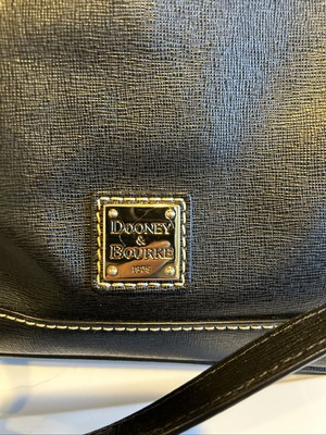 Dooney  & Bourke Saffiano Leather Domed  Zip Satchel Bag Top Handle Black