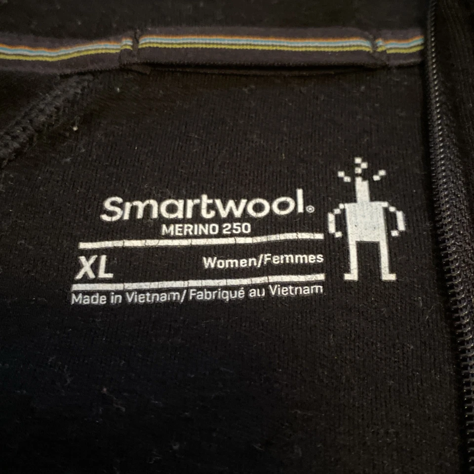 Smartwool женщин XL классический тепловой Merino 250 базовый слой 1/4 молнии черный поход прогулки - Изображение 3 из 4