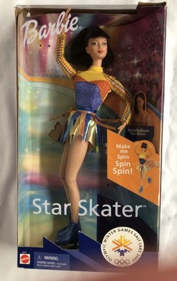 Barbie Mattel 2002 Olympic Games Michelle Kwan Star Skater 53377 & Tallina Stand