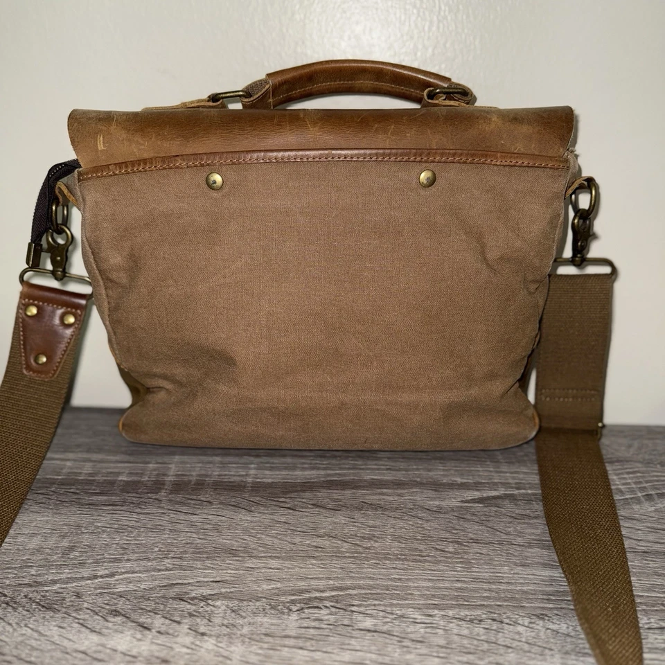 Bolsa de viagem Tiding de lona e couro carteiro trabalho desgastado/escola - Imagem 2 de 4