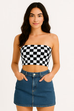 Ladies Plain Boob Tube Strapless Bandeau Elastic Stretch Vest Bra Crop Top 2-3XL