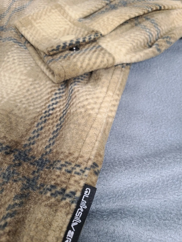 Quiksilver x «Surf Days» флисовая верхняя юбка коричневый и синий клетку паттен мужской L  - Изображение 4 из 4