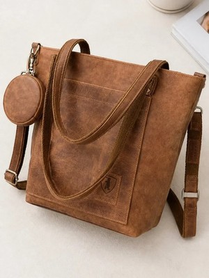 Berliner Bags Verona Leather Tote   Walnut Brown Shoulder,  Crossbody Bag NWT