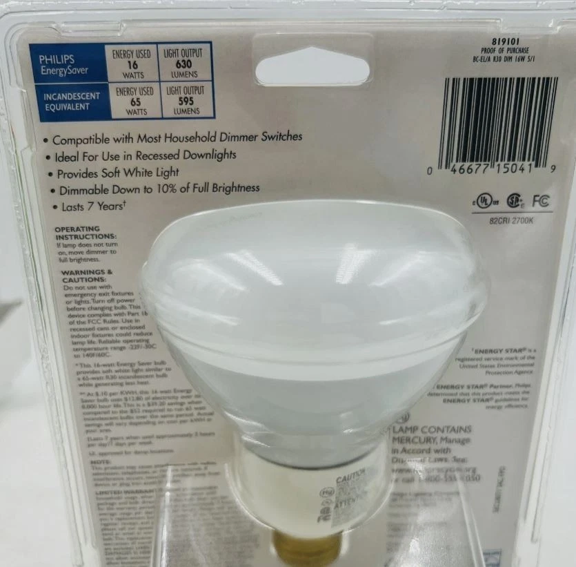 Philips 16W CFL Flood Lights, 5-Pack, E26, 120V, 2700K Warm White (150417) - Image 4 of 4