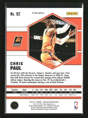 2020-21 Panini Mosaic #92 Chris Paul Mosaic Reactive Yellow