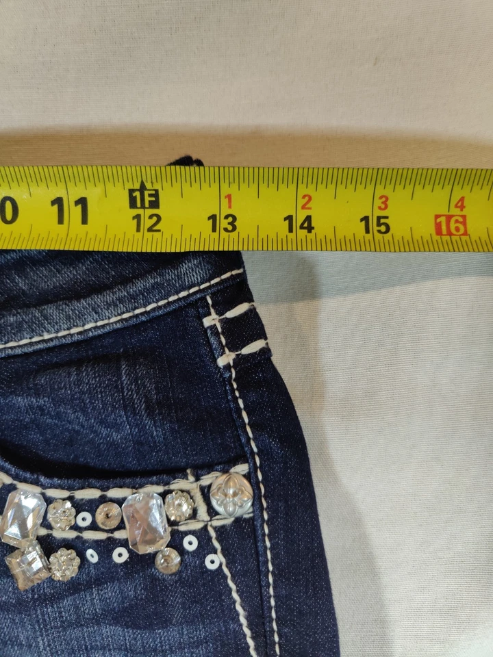 Miss Me Jeans Shorts Women's 23 Denim Embellished Pockets Dark Wash Blue - Image 3 of 4