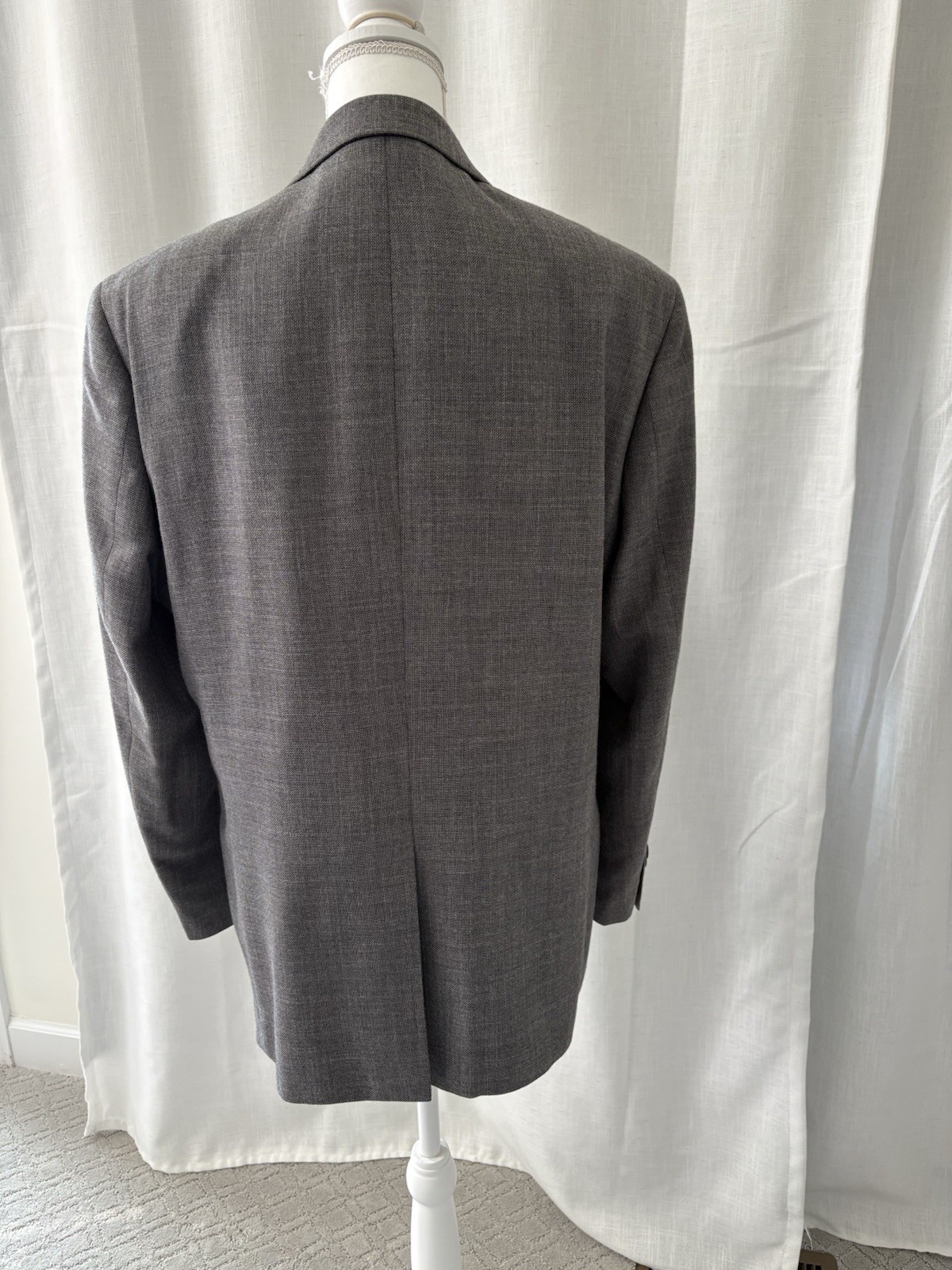 Chaps Gray Polyester Rayon Linen Single-Breasted … - image 3
