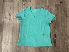 Figs Casma Three Pocket Scrub Top Womens Large Nurse Uniform Doctor Blue