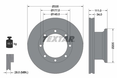 2 x TEXTAR 93102300 Bremsscheibe für MERCEDES-BENZ