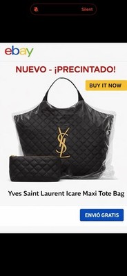 Brand New Never Used Yves Saint Laurent Icare Black Leather Clutch Bag