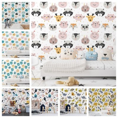 3D Cartoon Animal Pattern Self-adhesive Wallpaper Removable Wallpaper Wall Mural