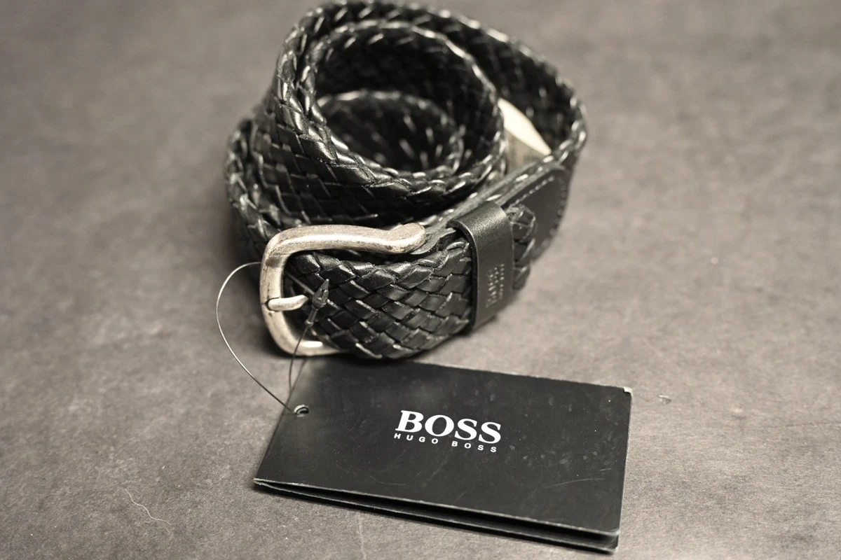 Hugo Boss Leather Cinch Belt Black Small BOSS - Italian-leather belt with rounded buckle - Black main image 2