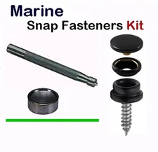 Snap Fasteners Marine sets All 3 Part BLACK w/Tool 10 steel 5/8" Made in USA