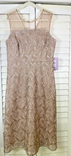 NWT JS Collections Rose Gold Midi Dress Cocktail Wedding Luxe | Size 14 $278