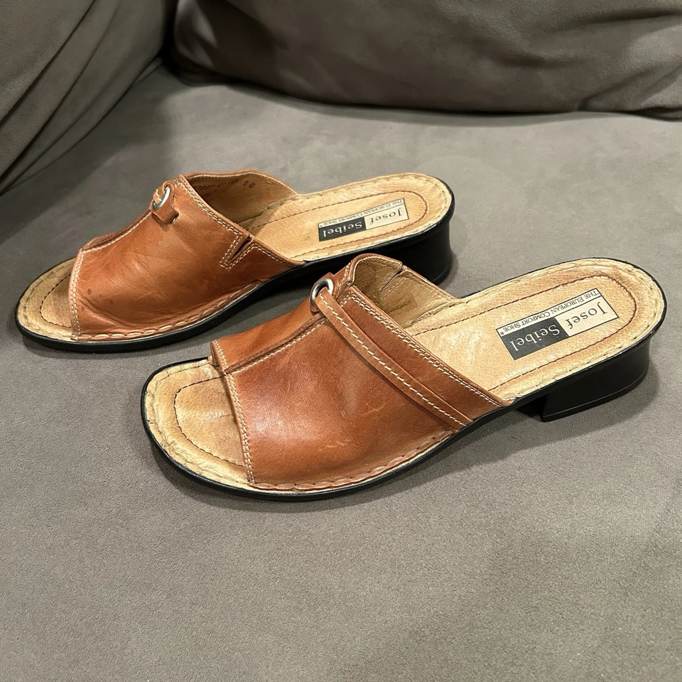 Zapatos Sandalia Josef Seibel Cuero Tacón Mula Para Mujer Talla 10 EE. UU./41 UE Marrón Y2K Foto 3 de 4