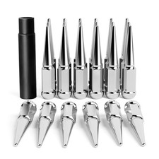 14x1.5 Spiked Lug Nuts 6x5.5 Chrome Spike Lug Nuts 6 Lug Silver 24PC