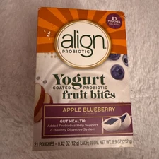 Align Yogurt Coated Probiotic Fruit Bites Apple Blueberry 1 Box exp 09/2026