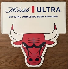Michelob Ultra Beer Chicago Bulls Metal Tin Tacker Sign 24 x 24 - NIB