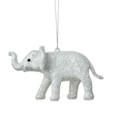 White Glitter Elephant Hanging Ornament, 3 in, by Holiday Time