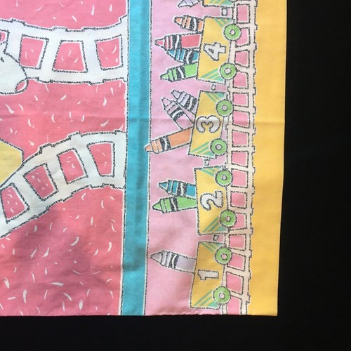 Vintage Pastel Crayola Standard Size Pillowcase Zoo Animal Train Binney & Smith - Picture 6 of 14