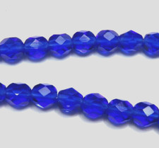 25 Pcs SAPPHIRE BLUE 6mm ROUND FACETED FIRE POLISH GLASS BEADS