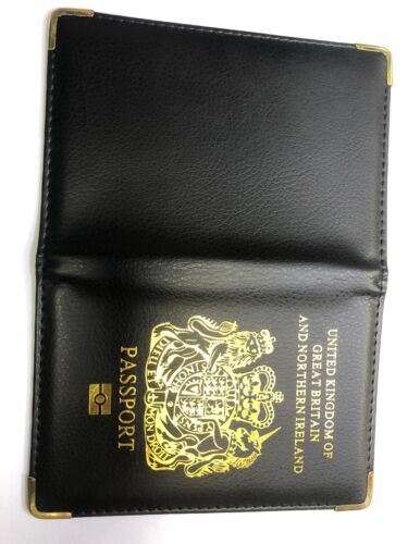 UK Black Passport Holder Protector Cover Wallet PU Leather United Kingdom - Picture 2 of 6