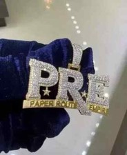 3.20Ct Round Cut Real Moissanite Customize Letter Pendant 14K Yellow Gold Plated